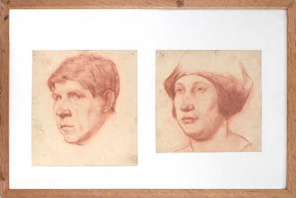 Разумовская Юлия Васильевна. Лот из двух портретов закрепленных на одном паспарту. 